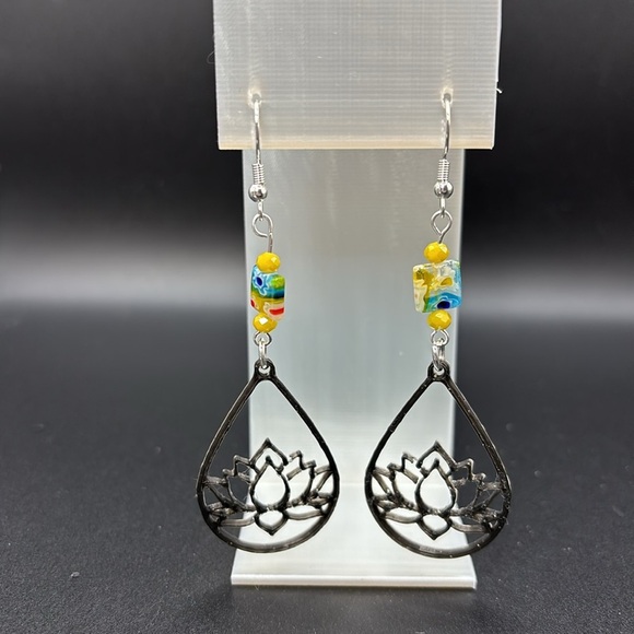 Lotus Teardrop Earrings - Picture 4 of 6